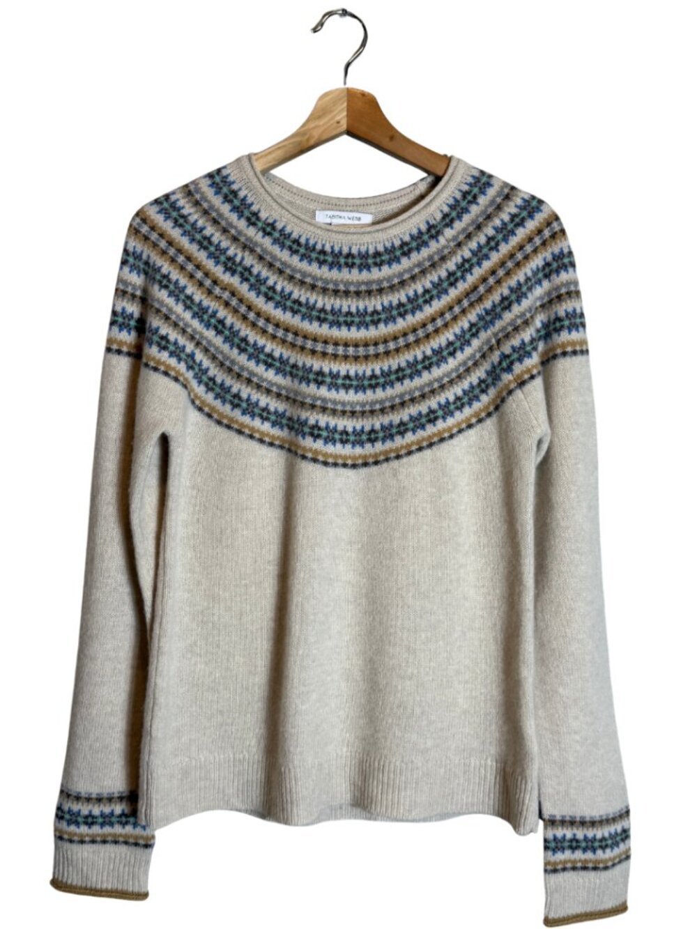 Tabitha Webb Fair Isle Rollneck Lambswool Sweater Women's Medium Ivory Soft NWOT